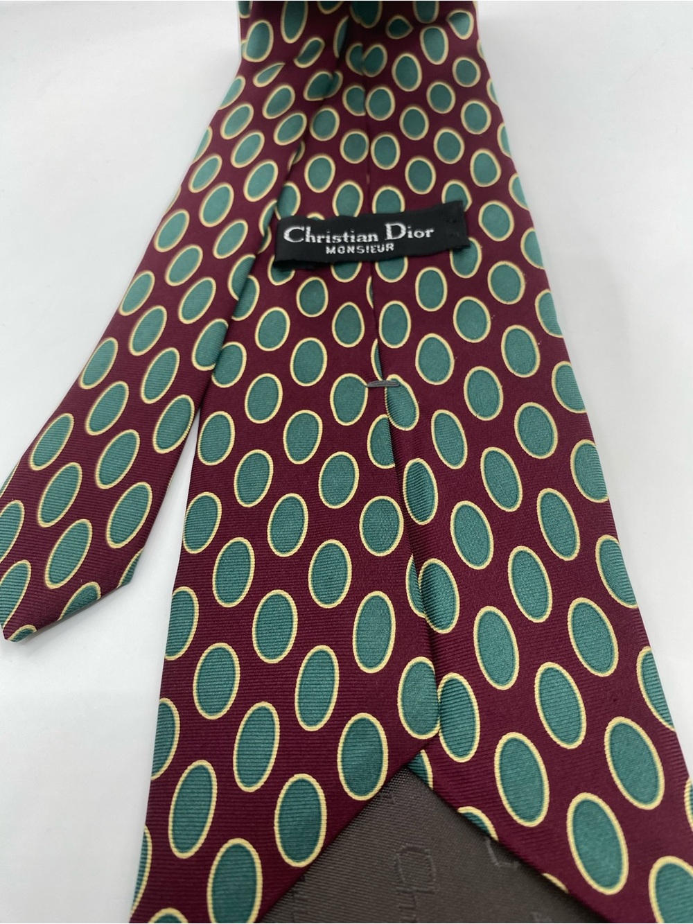Dior Burgundy Tie with Teal Oval Motif